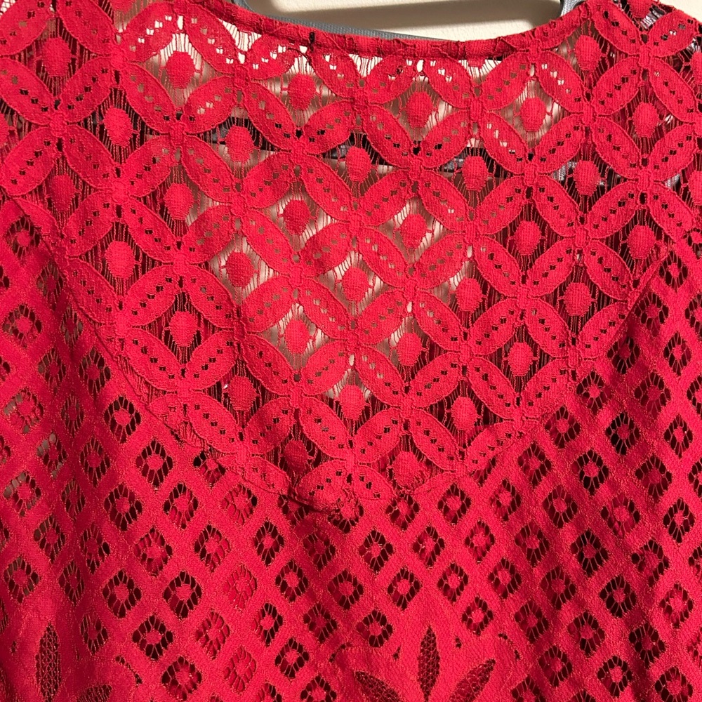 Elegant Red Lace Women’s Top - Picture 7 of 7